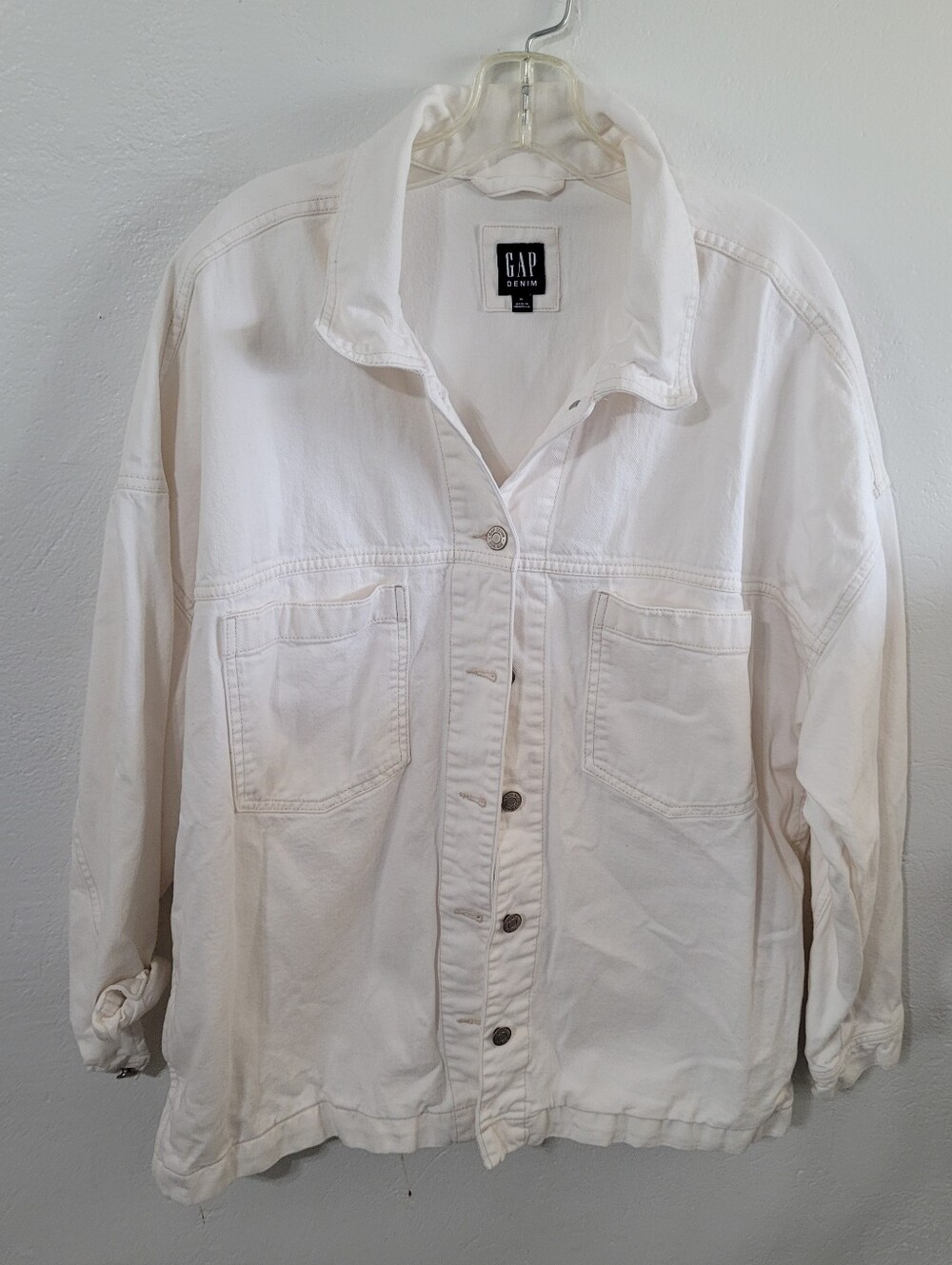 Gap White Denim Jean Jacket Size XL 100% Cotton